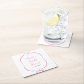 Roze lint bruiloft feest kartonnen onderzetters (Insitu)