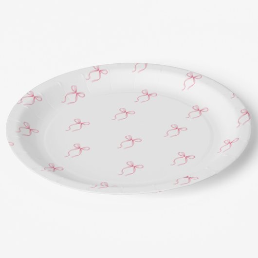 Roze lint bruiloft feestje papieren bordje (Gekanteld)