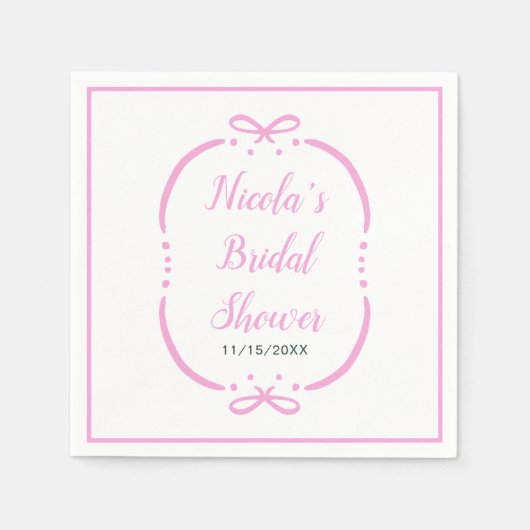Roze lint bruiloft feestje servet (Voorkant)