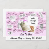 Roze lint, bruiloft save the date (Voorkant / Achterkant)