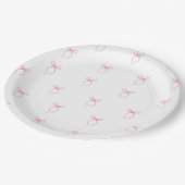 Roze lint bruiloftfeest papieren bordje (Gekanteld)