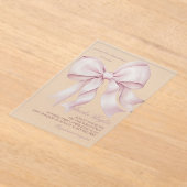 Roze Lint Bruiloftsborrel Acryl Uitnodigingen (Laagn)