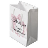 Roze lint bruiloftsborrel medium cadeauzakje (Voorkant Gekanteld)