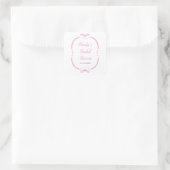 Roze Lint Bruiloftsborrel Vierkante Sticker (Tas)