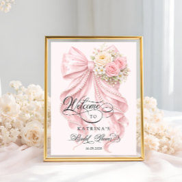 Roze Lint Bruiloftsborrel Welkom  Poster
