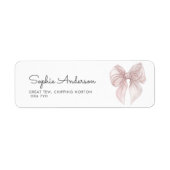 Roze lint bruiloftsfeest adres etiket (Voorkant)