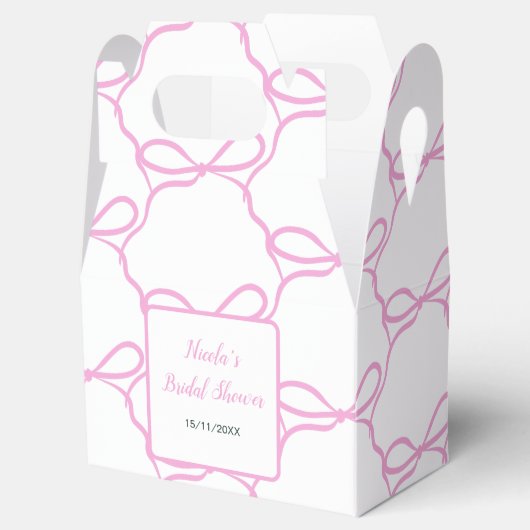 Roze lint bruiloftsfeest bedankdoosjes (Geopend)