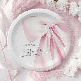 Roze Lint Bruiloftsfeest Papieren Bordje