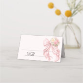 Roze lint bruiloftsshower plaatskaart plaatskaartje (Voorkant)