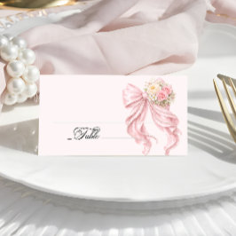 Roze lint bruiloftsshower plaatskaart plaatskaartje