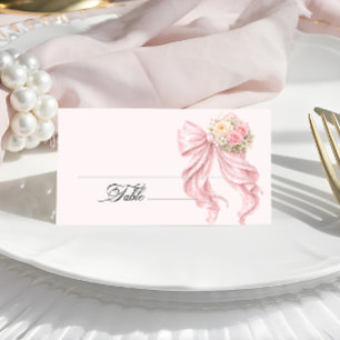Roze lint bruiloftsshower plaatskaart plaatskaartje