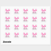 Roze lint bruiloftsuitnodiging ronde sticker (Vel)