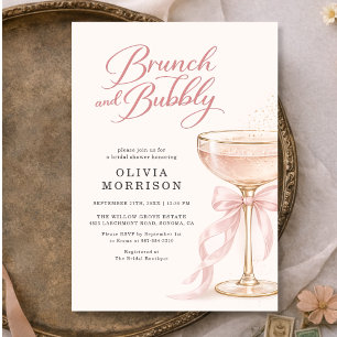Roze Lint Brunch en Bruisende Bruiloftsdienst Kaart
