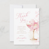 Roze Lint Brunch en Mousserende Wijn Dankkaart Bedankkaart (Voorkant)