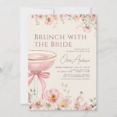 Roze lint brunch met de bruid bruiloft feest kaart (Voorkant)