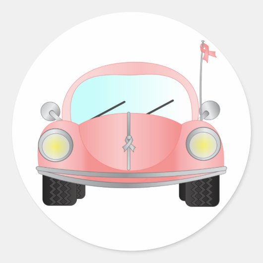 Roze lint bug ronde sticker (Voorkant)