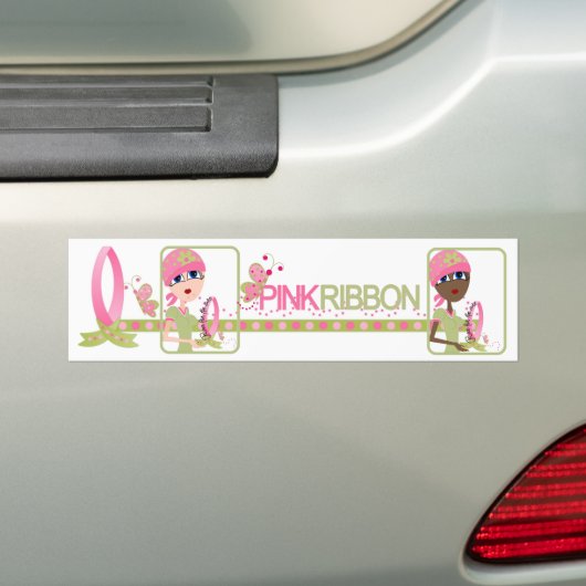 Roze lint-Bumpersticker Bumpersticker (Op auto)