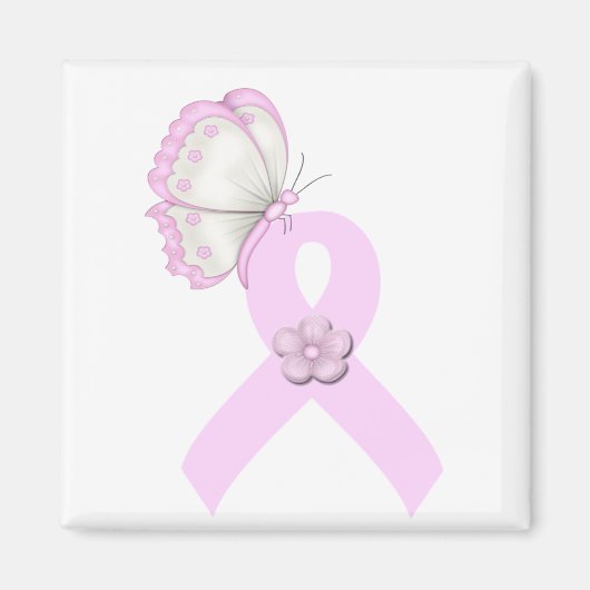 Roze lint Butterfly Magneet (Voorkant)