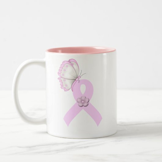 Roze lint Butterfly Tweekleurige Koffiemok (Links)