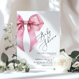 Roze lint calligrafie Coquette Baby Shower Kaart