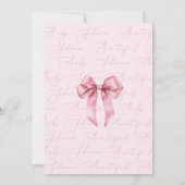 Roze lint calligrafie Coquette Baby Shower Kaart (Achterkant)