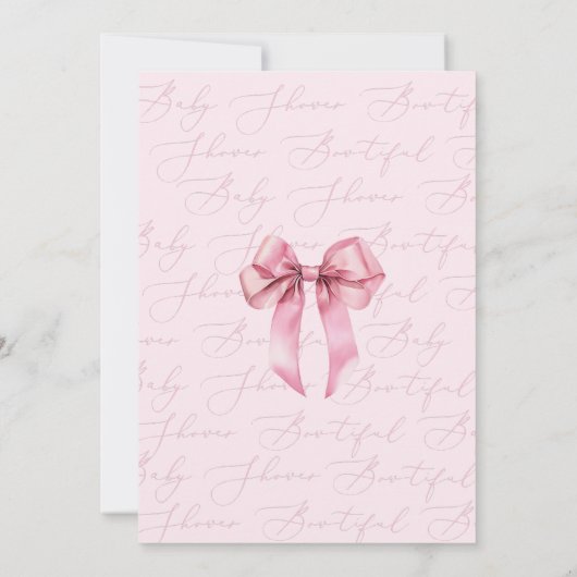 Roze lint calligrafie Coquette Baby Shower Kaart (Achterkant)
