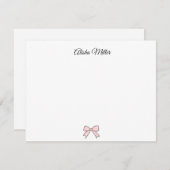 Roze lint Coquette aangepaste naam briefpapier Notitiekaartje (Voorkant / Achterkant)