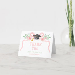 Roze lint Coquette Afstuderen Bedankkaart