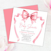 Roze lint Coquette babyshower uitnodiging