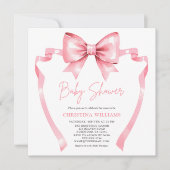 Roze lint Coquette babyshower uitnodiging (Voorkant)