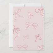 Roze lint Coquette Bloemblaadjes en Prosecco Kaart (Achterkant)