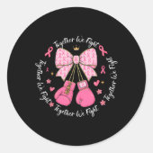 Roze lint Coquette Bow Boxing Handschoenen Borstka Ronde Sticker (Voorkant)