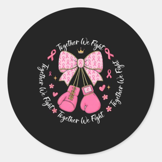 Roze lint Coquette Bow Boxing Handschoenen Borstka Ronde Sticker (Voorkant)
