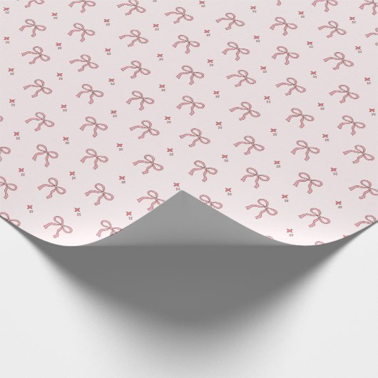 Roze lint Coquette Bow Schattigee vrouwelijke esth Cadeaupapier (Hoek)
