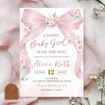 Roze lint Coquette lieve baby meisje is op komst