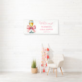 Roze lint Coquette Prosecco Bruidsfeest Spandoek (Insitu)