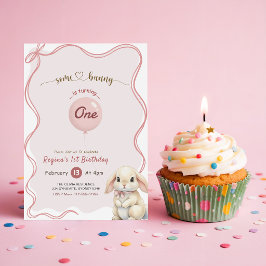 Roze Lint Coquette Some Bunny 1e Verjaardag Kaart