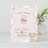 Roze Lint Coquette Some Bunny 1e Verjaardag Kaart (Staand voorkant)