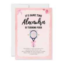 Roze Lint Coquette Tennis Verjaardagsfeest