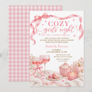Roze lint cozy Meisjes Nacht Pompoen Herfst Wijn F Kaart