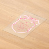 Roze lint crest doop acryl uitnodigingen (Laagn)