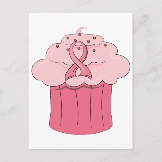Roze lint Cupcake Breast Cancer Briefkaart (Voorkant)