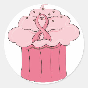 Roze lint Cupcake Breast Cancer Ronde Sticker