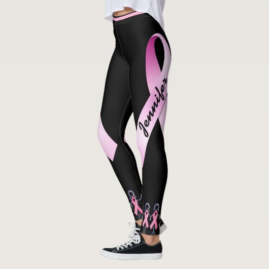 Roze lint dames personaliseren zwarte Leggings (Links)