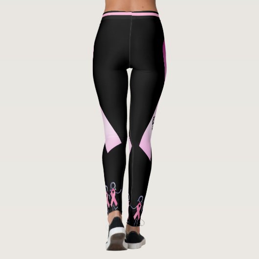 Roze lint dames personaliseren zwarte Leggings (Achterkant)