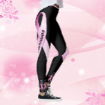 Roze lint dames personaliseren zwarte Leggings<br><div class="desc">Leggings Pink Ribbon Mensen bij Enkel Personaliseren Borstkanker Overlevende</div>