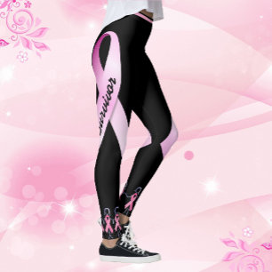 Roze lint-dames personaliseren zwarte Leggings