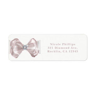 Roze lint & diamanten elegante uitnodiging etiket