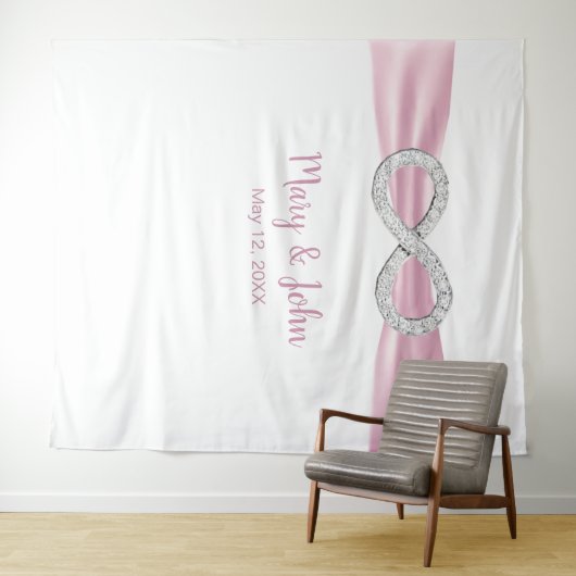 Roze Lint Diamanten Oneindig Trouw Achterwand Wandkleed (In Situ (horizontaal))