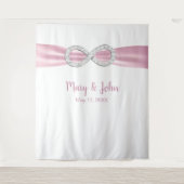 Roze Lint Diamanten Oneindig Trouw Achterwand Wandkleed (Voorkant)